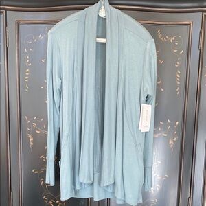 Athleta Light grayish blue PRANAYAMA WRAP Open Front Cardigan SIZE LARGE NEW